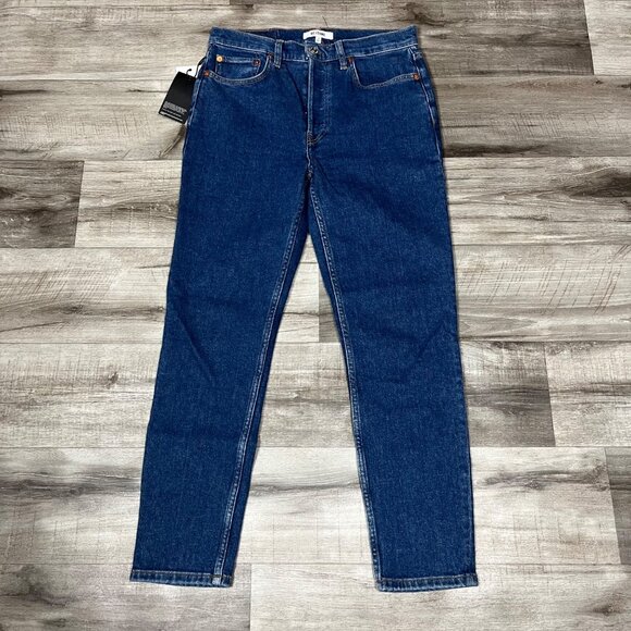 RE/DONE Originals 90s High Rise Ankle Crop Denim Jeans Blue...